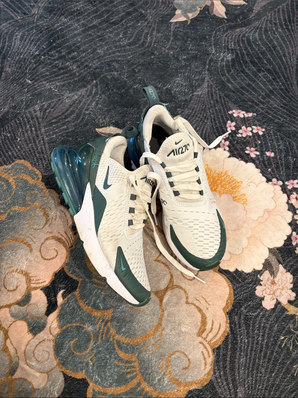 Nike Air Max Women's Cream and Dark Green Sneakers